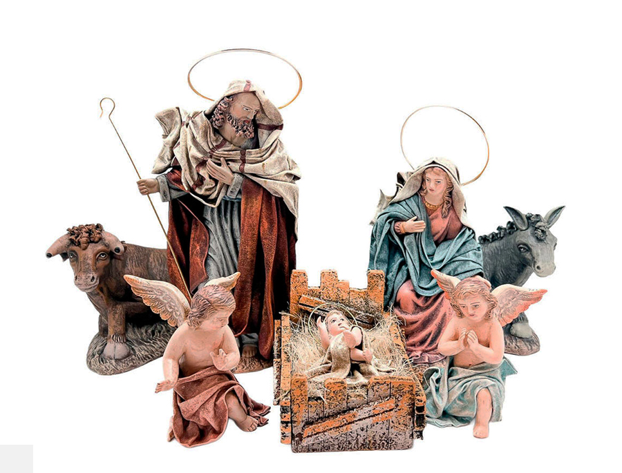 Nacimiento lienzado con ángel. Modelo AL11 en 20 cm: imagen 1