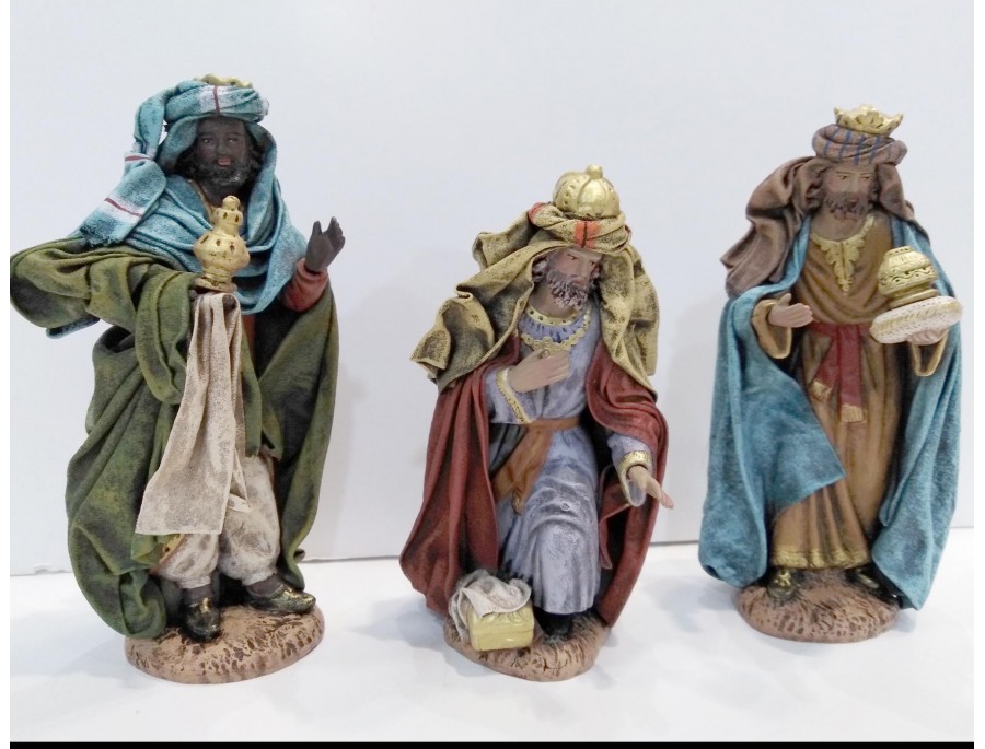 Reyes adorando en barro entelado de 17 cm. Serie IL5: imagen 1
