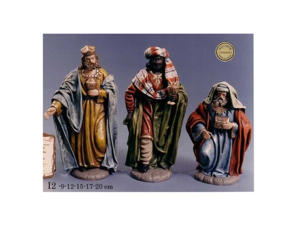 Reyes adorando en barro entelado de 9 cm. Serie I2