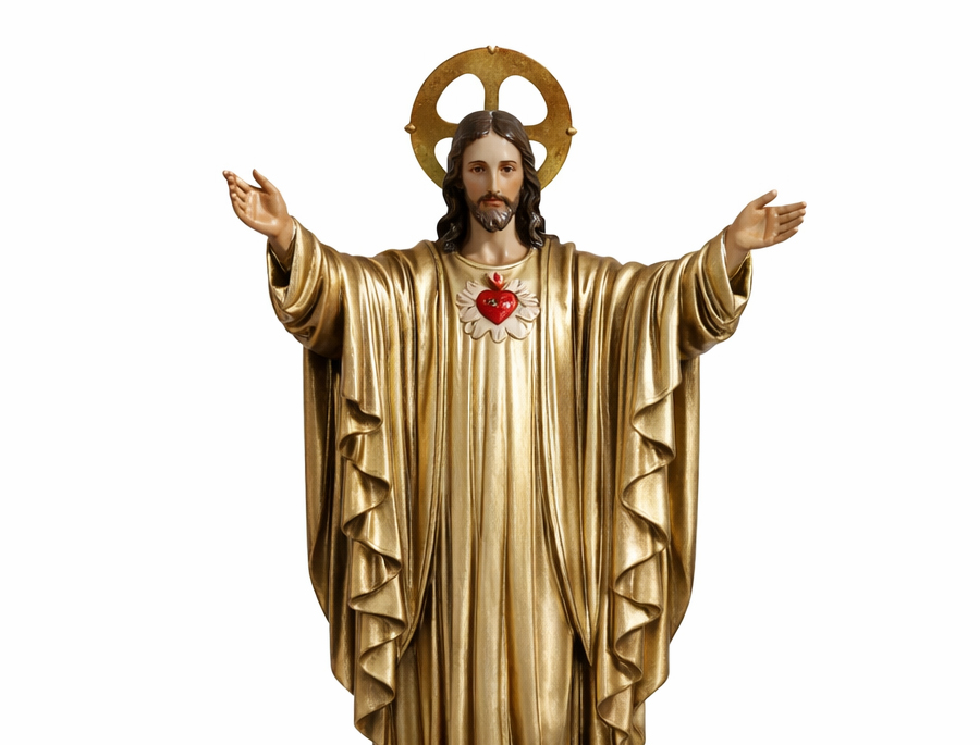 Corazon de Jesus 40 cm /oro 2ª con angeles: imagen 2