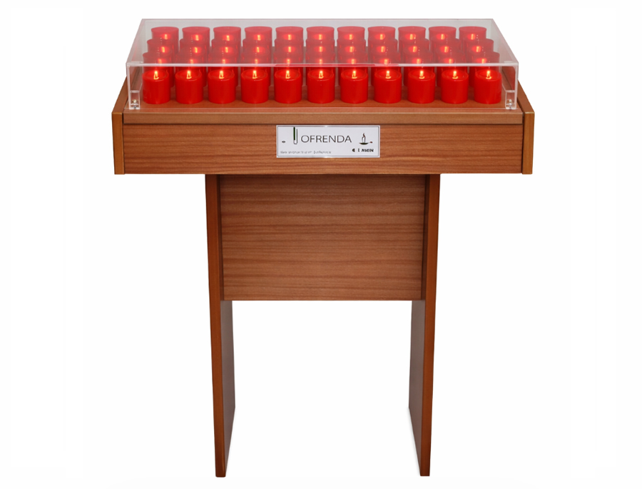Lampadario de madera 40 velones led rojo: imagen 1