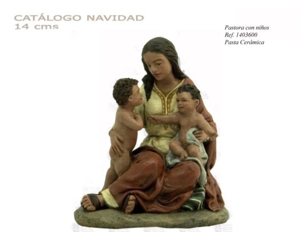 Pastora con niños. 14 cm