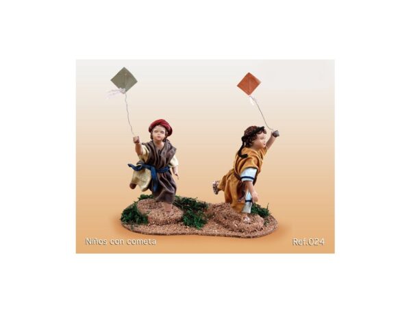 Dos niños con cometa 14 cm